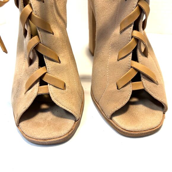 Kristin Cavallari Chinese Laundry Layton Kid Suede Tigers Eye Open Toe Booties - Picture 3 of 11